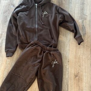 Carly Jean Chocolate Brown Hoodie and Sweatpants Set